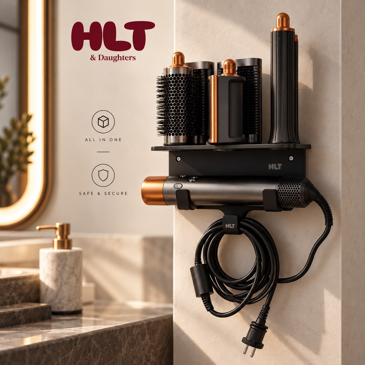 Dyson Airwrap Wall Mount with Attachment Organizer 3