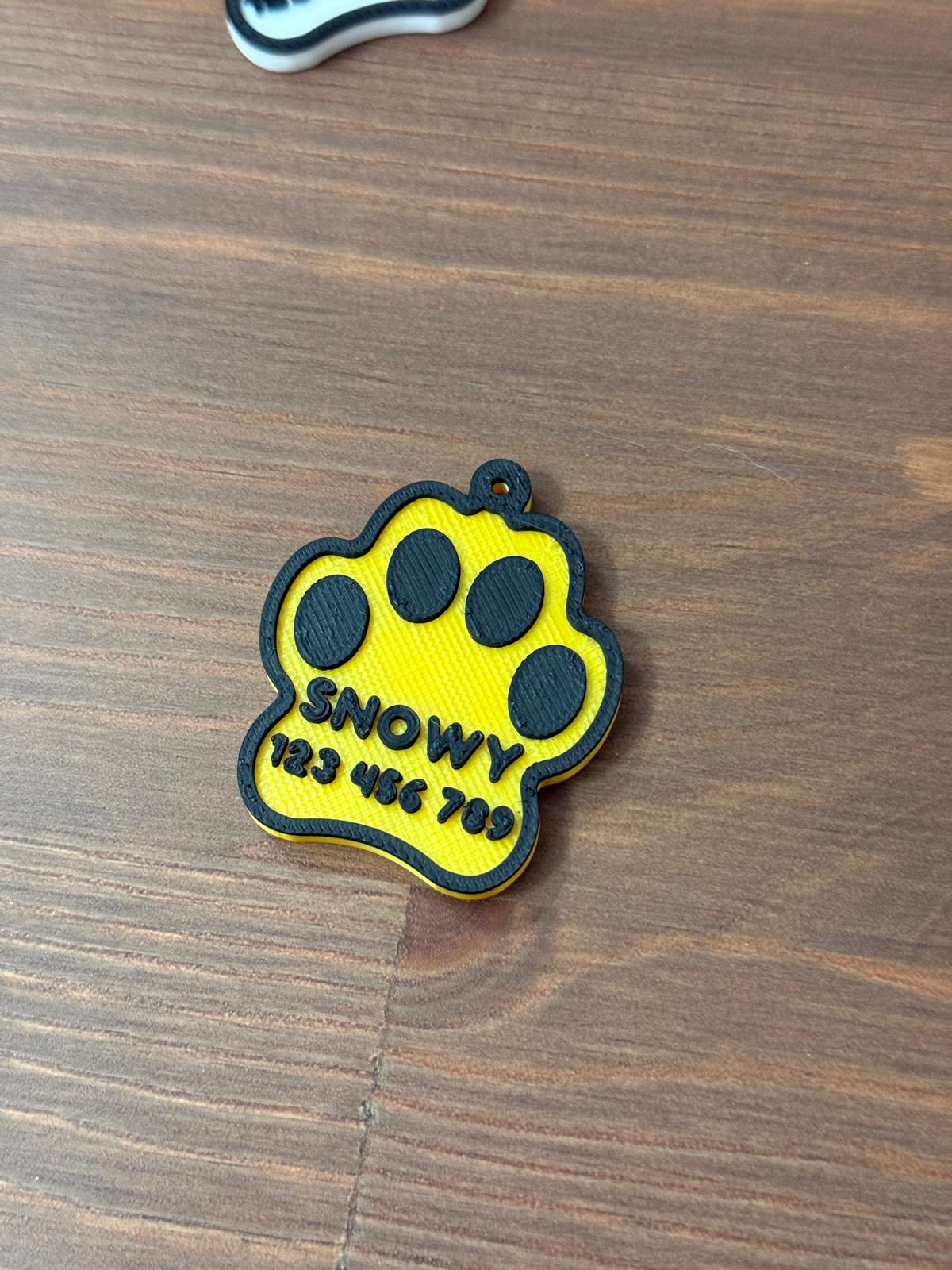 Custom Paw Pet ID Tag 3