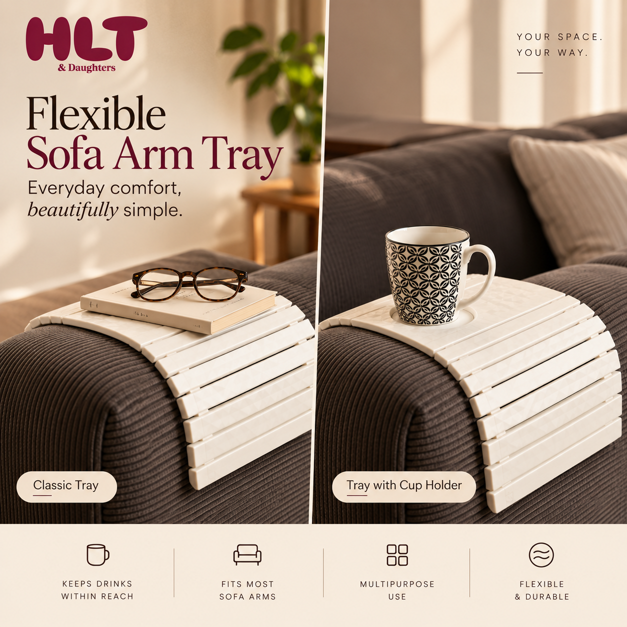 Flexible Sofa Arm Tray 1